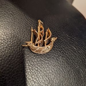 Gold Toned Spanish Ship Pendant
